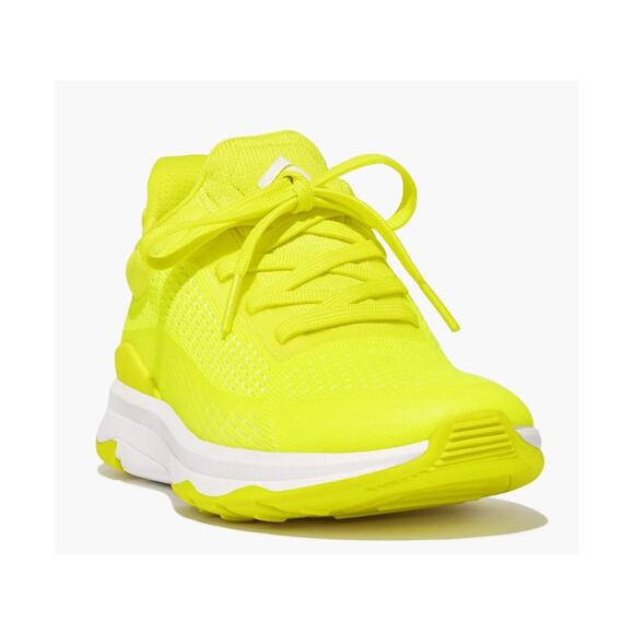 FitFlop Womens VITAMIN FFX Sports Sneakers US 7 Yellow Glow-in-the-Dark Knit NIB - Picture 1 of 13